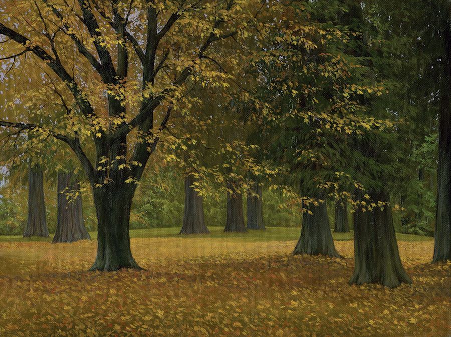 Autumn stroll in a park