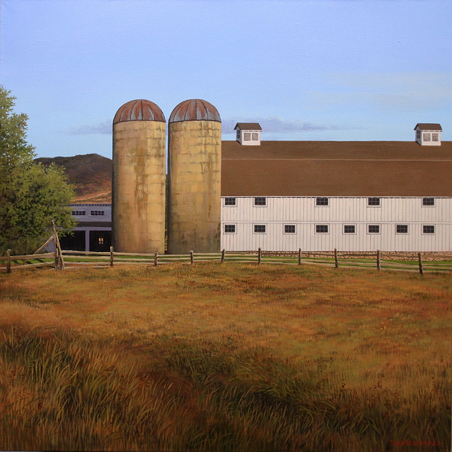McPolin barn and silos with the fence in the front